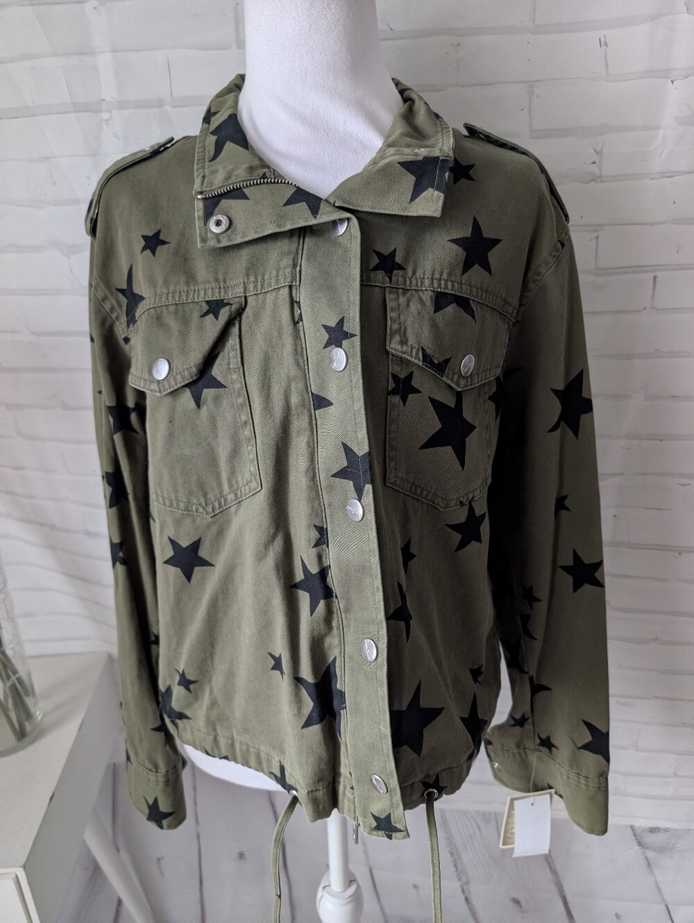 Nwt Indigo Saints Olive Green Star-Print Jacket